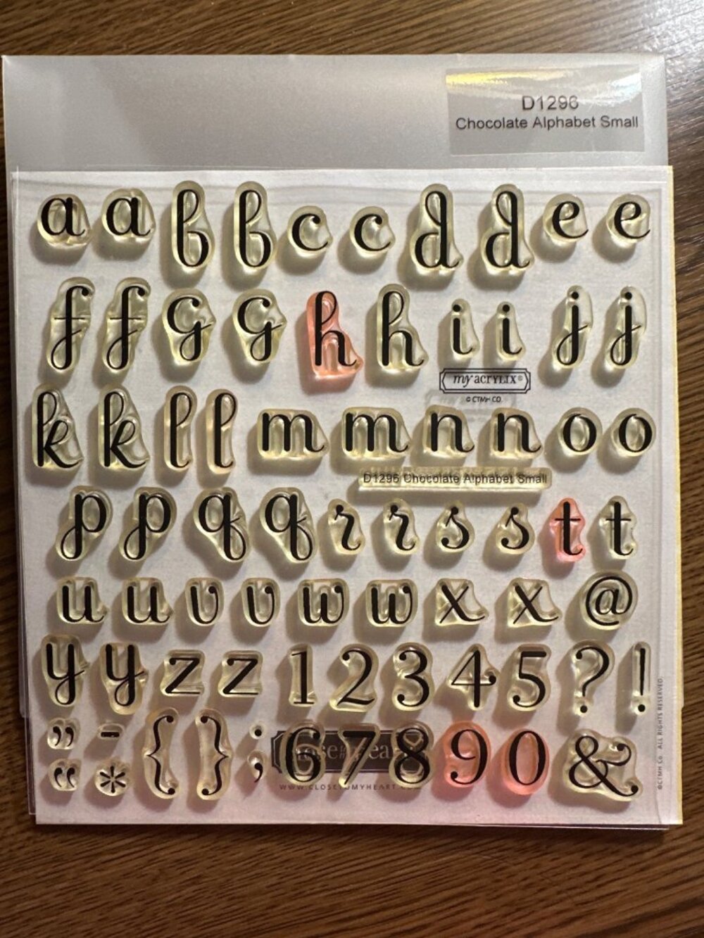 CTMH D1296 Chocolate Alphabet & Numbers Cling Stamp Set
